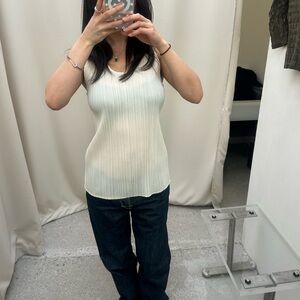 Pleats Please Issey Miyake Cream Sleeveless Top